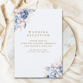 Ivory Roses & Blue Blossoms Wedding  エンクロージャーカード