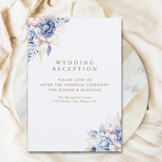 Ivory Roses & Blue Blossoms Wedding  エンクロージャーカード