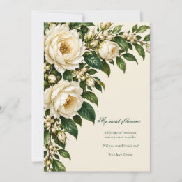 Ivory Roses & Emerald Maid of Honour Proposal 招待状