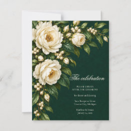 Ivory Roses & Emerald Wedding Reception 出欠カード