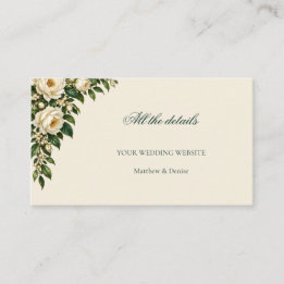 Ivory Roses & Emerald Wedding Website Details エンクロージャーカード