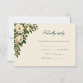 Ivory Roses & Emerald Winter Wedding RSVP (正面)