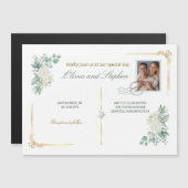 Ivory Roses floral Save the Date Magnet card (正面/裏面)