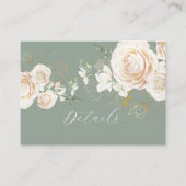  Ivory Roses Sage Green Floral  Elegant Wedding  エンクロージャーカード (正面)
