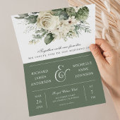 Ivory Roses Sage Green Floral QR Code Wedding 招待状