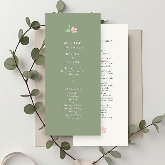 Ivory & Sage | Chic Blush Floral Wedding Program プログラム