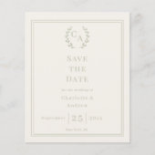 Ivory sage green budget wedding Save the Date チラシ (正面)