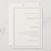 Ivory sage green elegant simple high-end wedding 招待状 (正面)