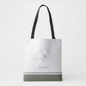 Ivory Sage Green Floral Line Art Minimalist Zen トートバッグ (正面)