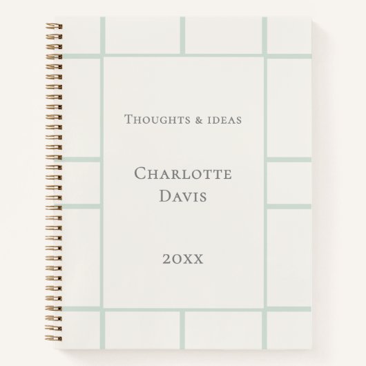 Ivory sage green grid business ノートブック (正面)