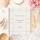 Ivory sage green grid business ノートブック