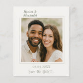 Ivory sage green photo wedding Save the Date チラシ (正面)