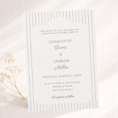 Ivory Sage Green Pinstriped elegant Wedding  招待状
