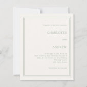 Ivory sage green simple luxury wedding invitation (正面)
