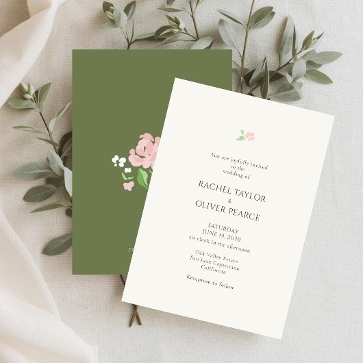 Ivory & Sage Green | Watercolor Floral Wedding 招待状