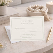 Ivory sage green wedding response RSVP ノートカード