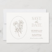 Ivory & Sand | シックな花柄の結婚式の事前案内状 セーブザデート (正面)