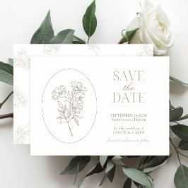 Ivory & Sand | シックな花柄の結婚式の事前案内状 セーブザデート