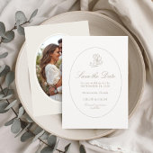 Ivory & Sand | Chic Couple Script Wedding セーブザデート