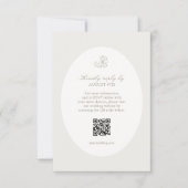 Ivory & Sand | Floral QR Oval Response Card 出欠カード (正面)