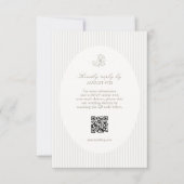 Ivory & Sand | Floral Stripe Oval Response Card 出欠カード (正面)