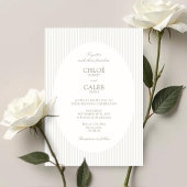 Ivory & Sand | Stripe Botanical Oval Wedding 招待状