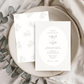 Ivory & Sand | Stripe Botanical Wedding Invitation 招待状