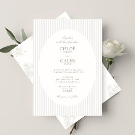 Ivory & Sand | Stripe Botanical Wedding Invitation 招待状
