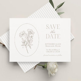 Ivory & Sand | Stripe Floral Wedding Save the Date セーブザデート