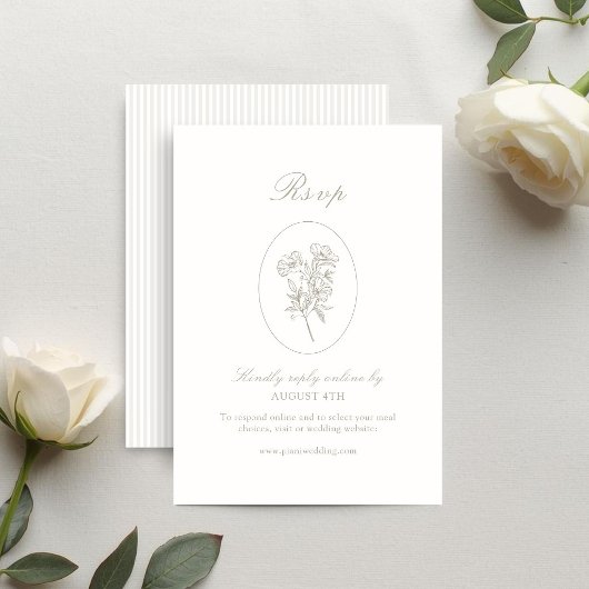 Ivory & Sand | Stripes Floral Wedding  出欠カード