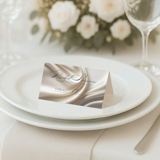 Ivory Satin wedding place card プレイスカード