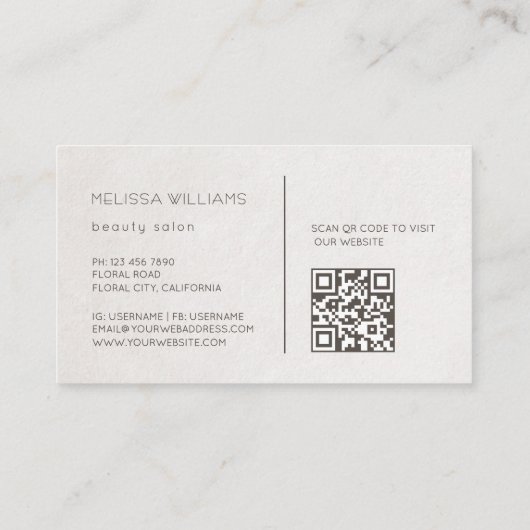 Ivory Sculptural 3D Flowers 名刺 (裏面)