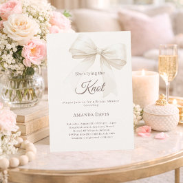 Ivory She's tying the knot bow Bridal Shower 招待状