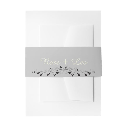 Ivory & Silver Luxe Wedding Belly Band 招待状ベリーバンド (正面例)