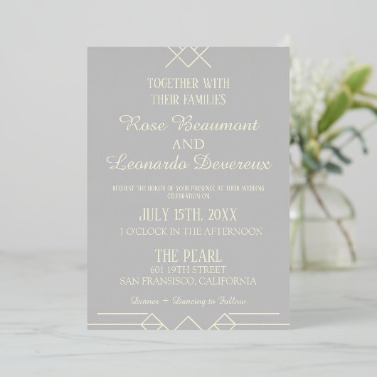 Ivory & Silver Luxe Wedding Invitation 箔招待状 (立ち正面)