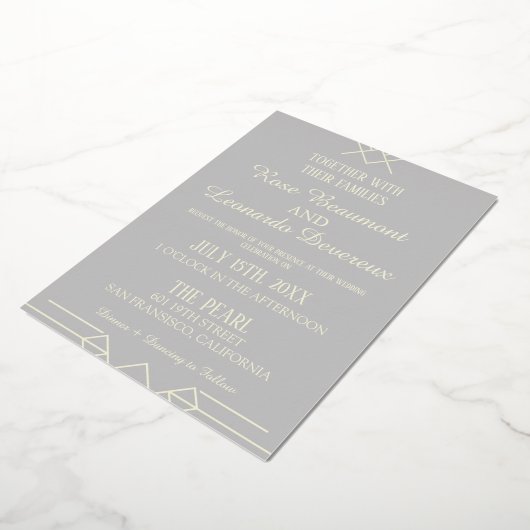 Ivory & Silver Luxe Wedding Invitation 箔招待状 (回転した状態)