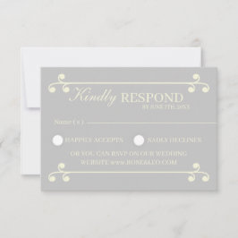 Ivory & Silver Luxury Wedding RSVP Card
