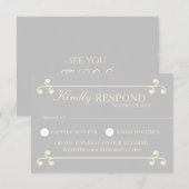 Ivory & Silver Luxury Wedding RSVP Card (正面/裏面)