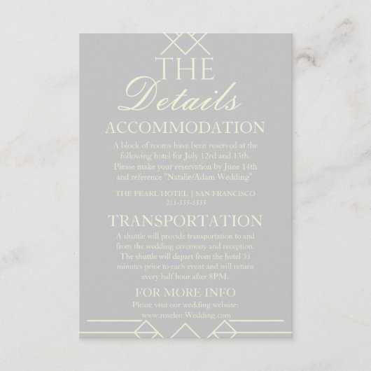 Ivory & Silver Wedding Details Enclosure Card エンクロージャーカード (正面)