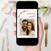 Ivory simple modern photo wedding Save the Date セーブザデート