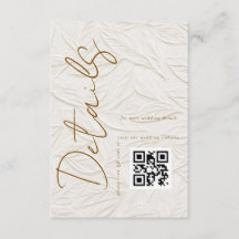 Ivory Simple QR code Wedding Details 