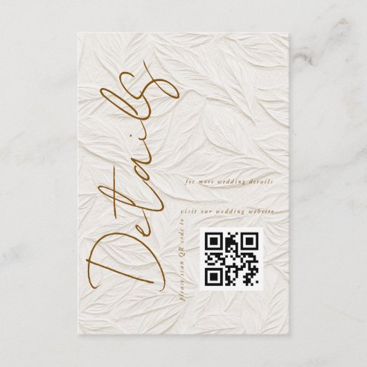 Ivory Simple QR code Wedding Details  エンクロージャーカード (正面)