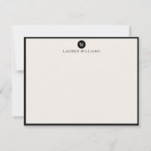 ivory, Single Initial  Black Border Note card 招待状 (正面)