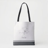 Ivory Slate Gray Floral Line Art Minimalist Zen トートバッグ (正面)