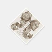 Ivory Striped Bow and Pearl Necklace スタンダードカクテルナプキン (角)