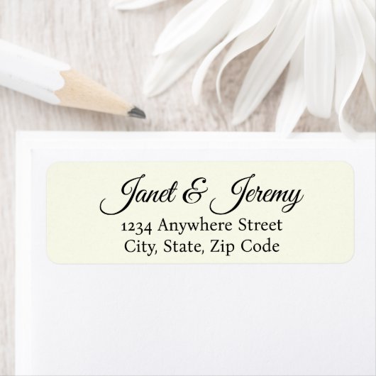 Ivory Stylized Names Wedding Address ラベル (インサイチュ)