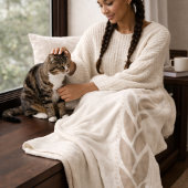 Ivory Taupe Braid Sherpa Blanket シェルパブランケット