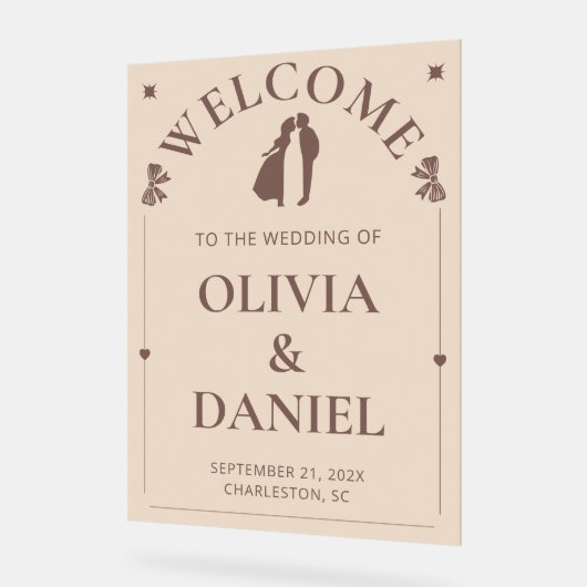 Ivory & Taupe Minimalist Entry Sign アクリルサイン (傾斜)