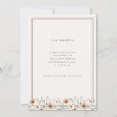 Ivory taupe monogram floral wreath wedding セーブザデート (裏面)