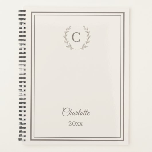 Ivory taupe Monogram Personalized Quiet Luxury プランナー手帳 (正面)